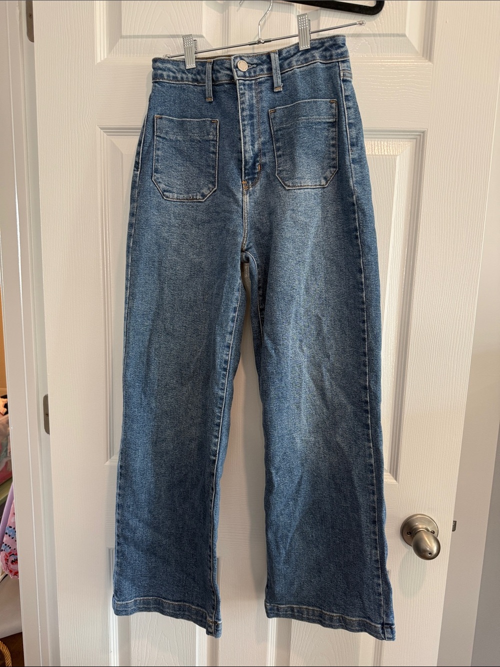 Just Black High-Rise Wide-Leg Jeans in Medium Blue Wash